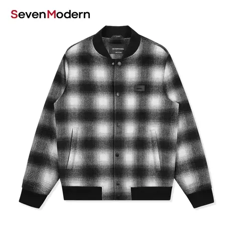 【清仓商场同款】柒牌奥莱男装潮牌SevenModern英伦风格子夹克衫商品大图