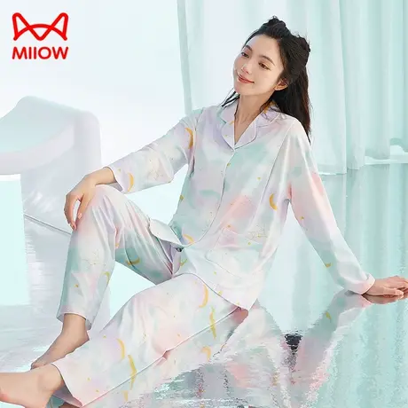 MiiOW/猫人月子服夏季薄款棉孕妇哺乳睡衣春秋产妇喂奶舒适家居服商品大图