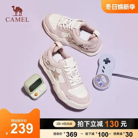 骆驼女鞋2023秋季新款柔软轻弹设计感小众运动鞋透气网布休闲板鞋商品大图