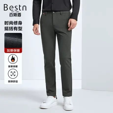 [加厚保暖]百斯盾男士休闲裤2023秋冬新款修身显瘦弹力舒适男长裤商品大图