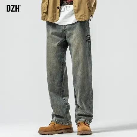 男士复古做旧牛仔裤男潮牌宽松直筒裤2023新款秋季大码裤子休闲裤商品大图