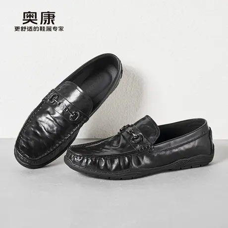 奥康 男鞋2025春季休闲皮鞋一脚蹬商务正装真皮套脚皮鞋L商品大图