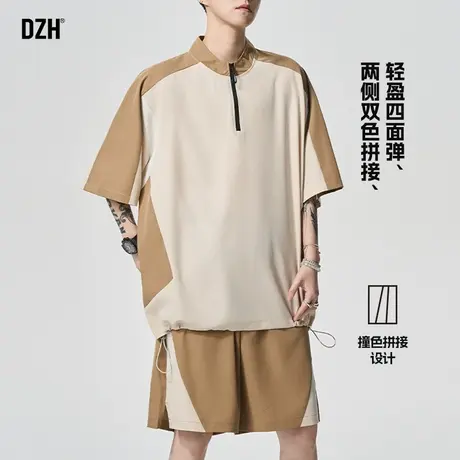 2025超火夏装套装冰丝凉感休闲运动短袖短裤男款美式运动服男夏季商品大图