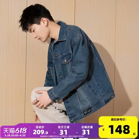 唐狮2025春新款牛仔外套男生复古水洗做旧夹克青少年潮流休闲装bd商品大图
