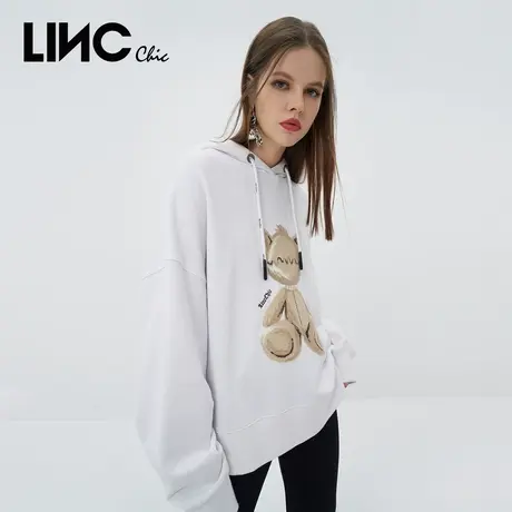 LINCCHIC金羽杰卫衣简约质感萌宠毛巾绣连帽卫衣女S223HD662商品大图
