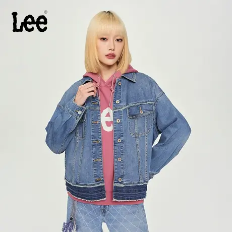 Lee商场同款23秋冬新品101+舒适中蓝磨毛女牛仔外套LWT006630101图片