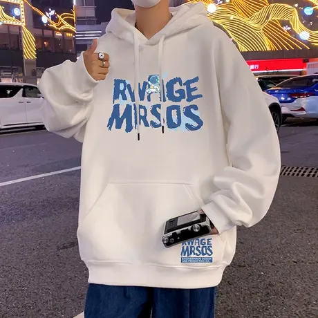 连帽卫衣男秋冬季2023新款潮牌男装帽衫港风纯棉宽松重磅男生外套商品大图