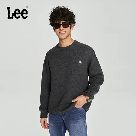 Lee商场同款23秋冬新品舒适版深灰色男羊毛毛衣LMT006284201-727图片