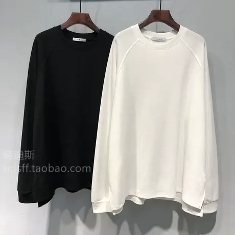 2023秋装新款纯色双侧开叉韩版宽松下衣失踪棉麻中长款长袖T恤女图片
