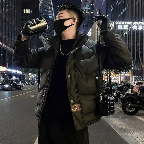 工装立领棉服外套男冬季2023年轻熟个性痞帅防寒加厚短款冬装棉衣图片