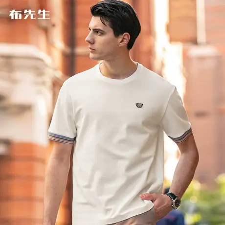 Mrbu布先生面具印花圆领纯色微廓t恤男短袖夏纯棉男士体恤AF11750图片