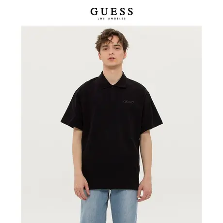 【38上新季】GUESS 新款男士反光印花短袖翻领宽松Polo衫商品大图