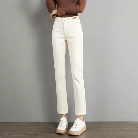 时尚气质显瘦牛仔季新款女简约温柔显瘦通勤修身烟管裤商品大图