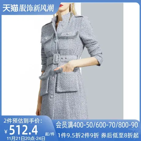 aui欧美风毛呢外套女中长款2024秋冬新款欧洲站气质加厚呢子大衣图片