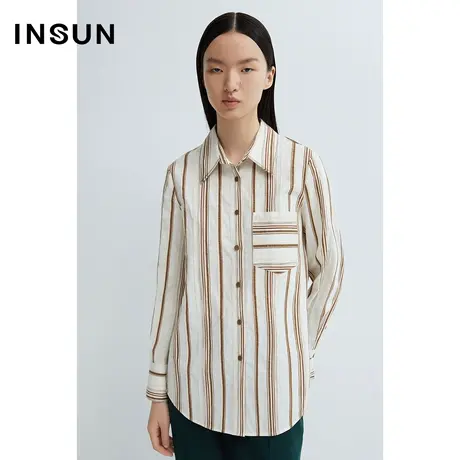 INSUN恩裳春季棉质肌理条纹衬衫图片