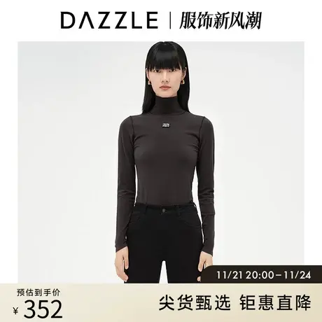 DAZZLE地素奥莱 复古修身高领针织打底衫毛衣女2D4E4971F商品大图