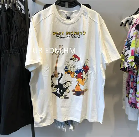 短袖t恤女2022夏季新款韩版ins潮卡通印花宽松减龄百搭半袖上衣服商品大图