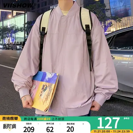 VIISHOW外套男春秋季日系复古休闲工装宽松潮牌飞行员夹克棒球服商品大图