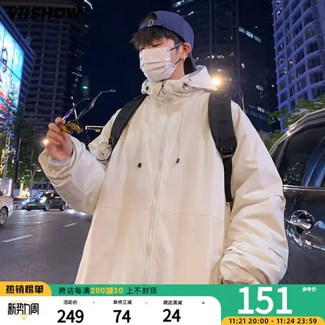 VIISHOW连帽仿羊羔绒棉衣男冬季加绒加厚棉服宽松双面穿工装外套图片