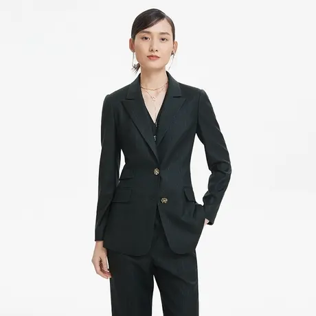 LANCY/朗姿秋季新款羊毛西装外套商端通勤西装女装法式设计感奥莱商品大图