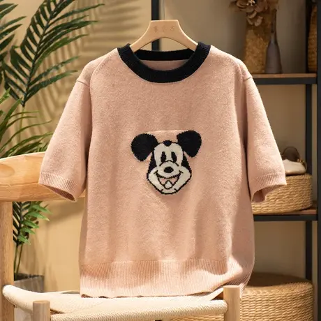 享永子短袖套头针织衫女复古港味休闲毛衣女宽松显瘦春夏2023新款图片