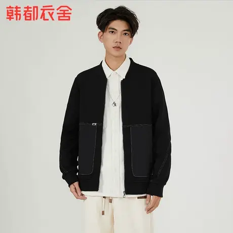 韩都衣舍休闲百搭拼色夹克2023秋季新款男装大口袋设计NZZ0809商品大图