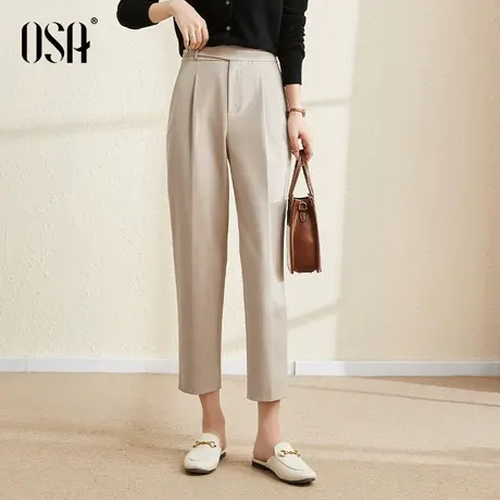 OSA欧莎高腰OL职业九分西装裤女秋装2022新款显瘦休闲直筒烟管裤图片