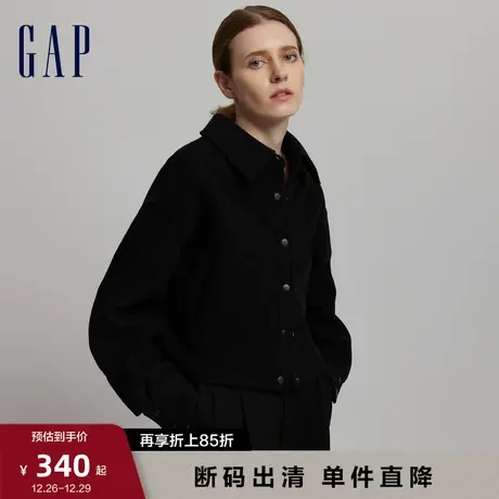 Gap女装秋冬新款宽松羊毛混纺洋气短款夹克时尚休闲外套811081图片