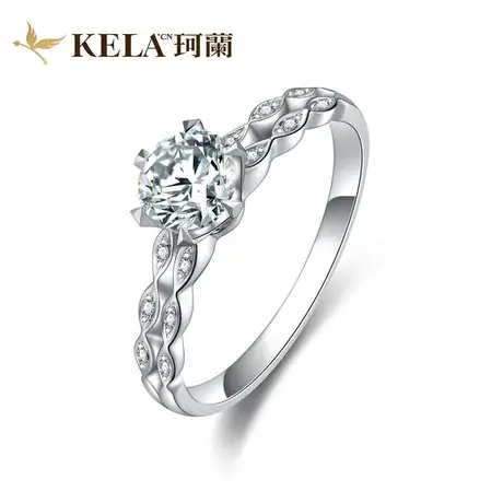 珂兰钻石 18K金钻石戒指女定制50/30分1克拉六爪真钻戒求婚订婚戒图片