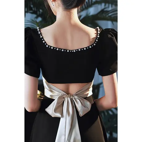 黑色小晚礼服连衣裙女高端轻奢小众名媛宴会气质小个子性感洋装夏图片