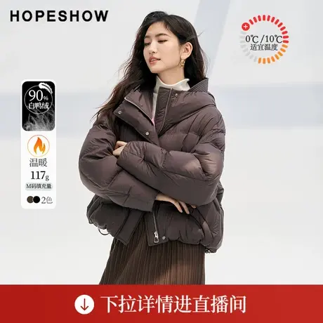 【直播专享】冬季绗缝抽绳拉链连帽蛋糕羽绒服90123340912红袖商品大图