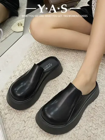 包头半拖鞋女2024春夏新款厚底增高懒人鞋百搭无后跟外穿半拖单鞋商品大图