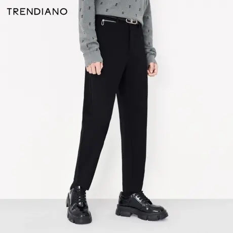 TRENDIANO潮牌官方男装裤子时尚针织九分裤时尚修身直筒休闲裤男图片
