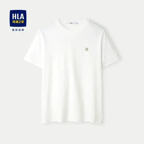 HLA/海澜之家圆领短袖t恤2024春夏新款复古提花高周波绣花短t男图片