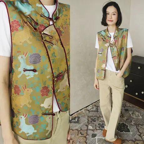 玉兔街花中式国风玉兔送福2024春夏新款桑蚕丝国风洋气减龄上衣女图片