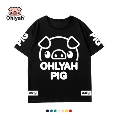 Ohlyah品牌 小猪米罗 全棉短袖 女装t恤oversize宽松夏天上衣潮牌商品大图