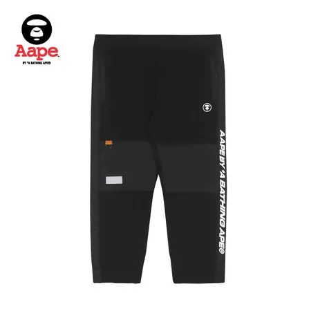 Aape旗舰店男装秋冬猿颜徽章字母印花绒面拼接潮流休闲裤6812XXH商品大图