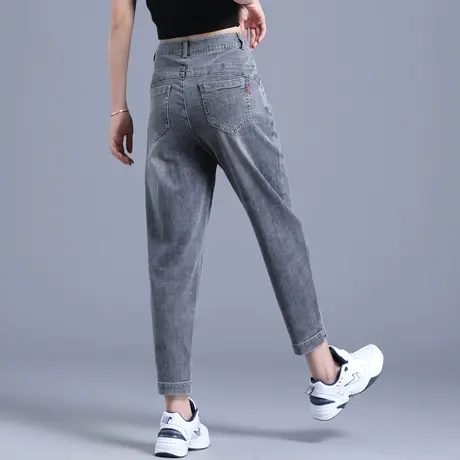 夏季薄款牛仔裤女八分小个子萝卜裤2023年新款女裤夏九分裤哈伦裤图片