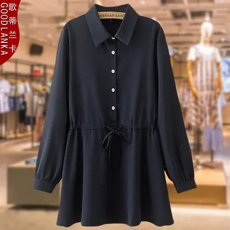 中年四五十岁胖妈妈宽松遮肚小衫洋气高贵气质加肥加大女长袖上衣商品大图