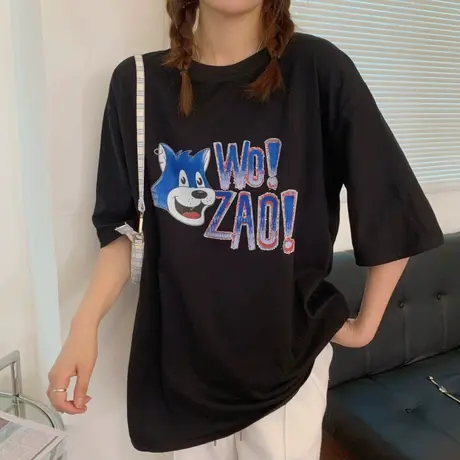 美式复古短袖t恤女夏季纯棉宽松韩版ins半袖设计感小众别致上衣服图片