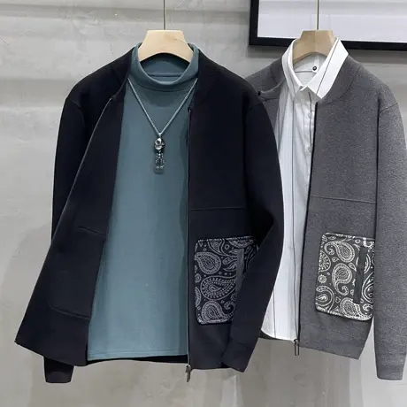 秋冬季新款开衫毛衣男士拉链针织衫男夹克休闲韩版宽松线衣外套潮商品大图