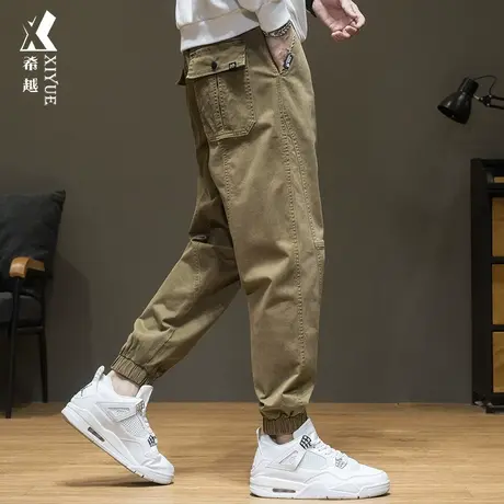 秋季新款工装裤男潮牌宽松大码束脚休闲裤秋冬男士加绒九分裤子潮商品大图