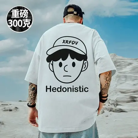 重磅美式潮牌宽松T恤胖子短袖男加肥加大五分袖大码男装夏季潮流商品大图