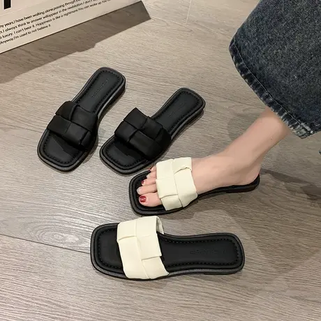 法式平底一字拖鞋女夏外穿仙女风2024新款配裙子海边沙滩凉拖孕妇商品大图
