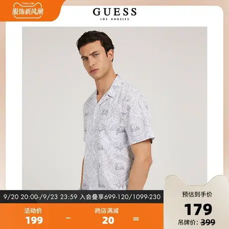 GUESS男士潮流翻领短袖衬衫-M2GH26WEKQ1图片