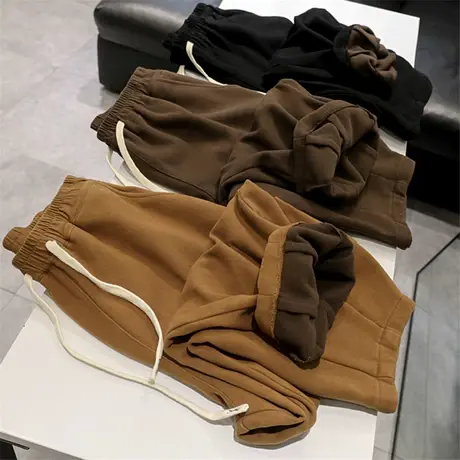 加绒加厚！冬款！雪尼尔阔腿哈伦裤女灯芯绒宽松直筒休闲九分裤子图片