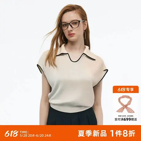 歌莉娅天丝短款翻领上衣女装夏季2025新款小个子短袖t恤1E5J5B500商品大图