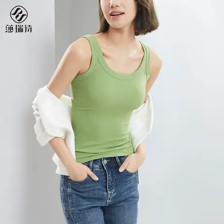美背吊带背心女内搭纯色春夏薄款遮副乳运动无袖打底长款外穿上衣商品大图