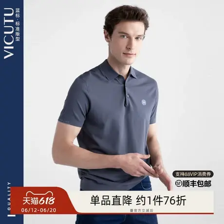 VICUTU/威可多男士短袖针织新款弹力冰麻纱T恤半袖 polo衫商品大图