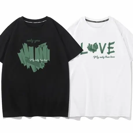 秀洛情侣装真爱 爱心true love 夏季短袖T恤男女情侣款半袖打底衫商品大图